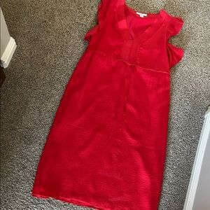 Motherhood Maternity Red V-Neck Tie-Waist Flutter Sleeve Dress